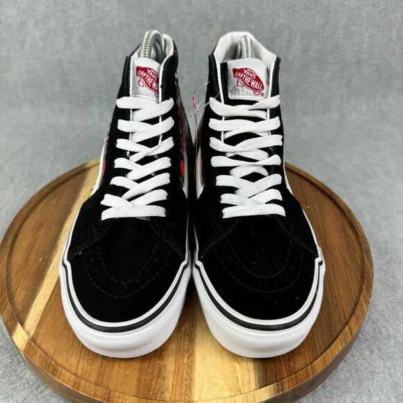 Vans Sk8 Hi Womens Size 6 Shoes Sneakers Black Suede Santa Flame Skate Atheltic - Picture 3 of 10